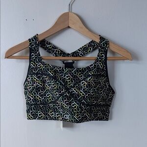 NEW Sweaty Betty Black and Yellow Patterned Sports Bra